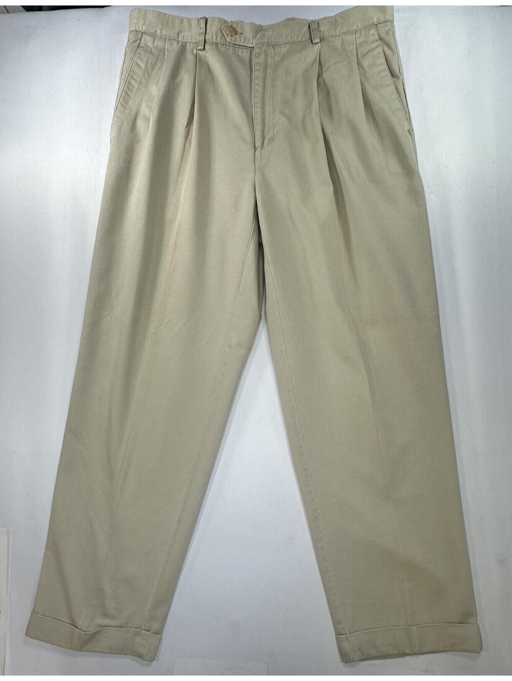 Nautica Yachting Pleated Straight Chinos Brown Mens 38/32